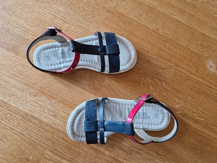 Sandales rose / marine paillettes taille 29 - photo numéro 3