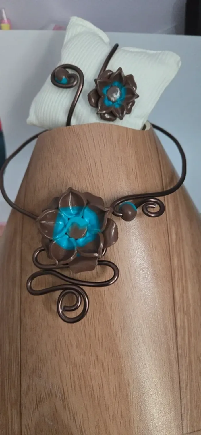 Parure collier et bracelet fimo et métal neuf - photo numéro 2