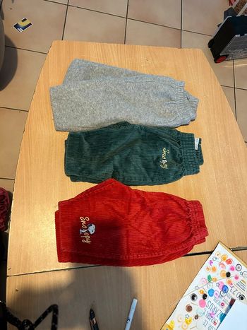 Lot de 3pantaions velour et polaire taille 6mois snoopy