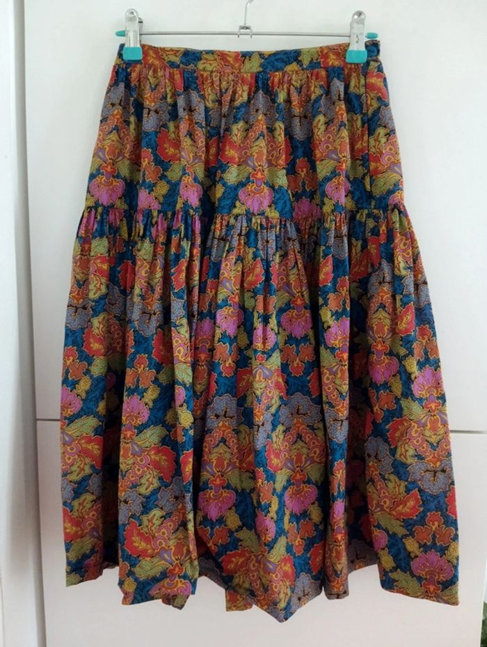 Jupe vintage multicolore en coton - photo numéro 8
