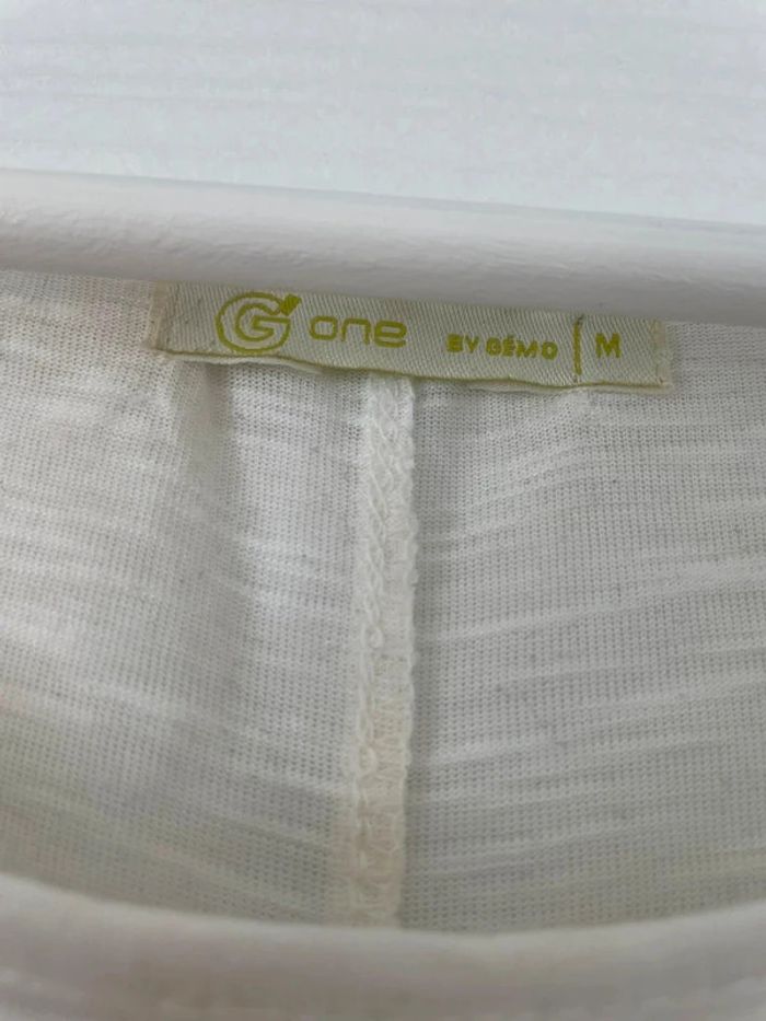 Haut t-shirt blanc et coloré à motifs manches courtes col rond transparent - photo numéro 5