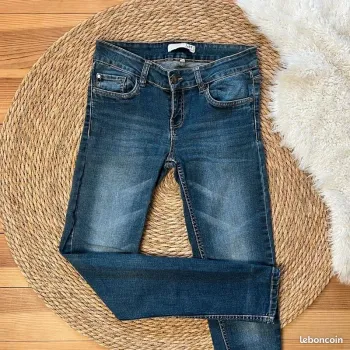 Jean slim bleu denim délavé La Halle - taille 36 - coupe skinny