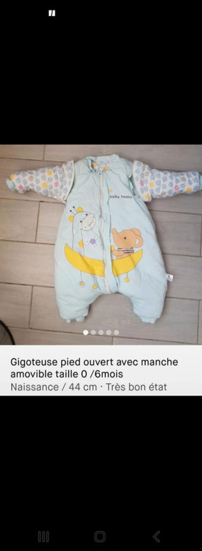 Gigoteuse très chaude pieds ouverts  manches amovibles 0/6 mois - photo numéro 2