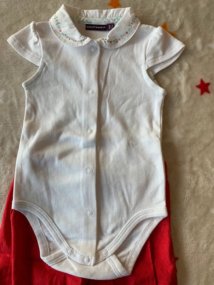 Ensemble 💯 coton Sergent Major 9 Mois Rouge et Blanc - photo numéro 4