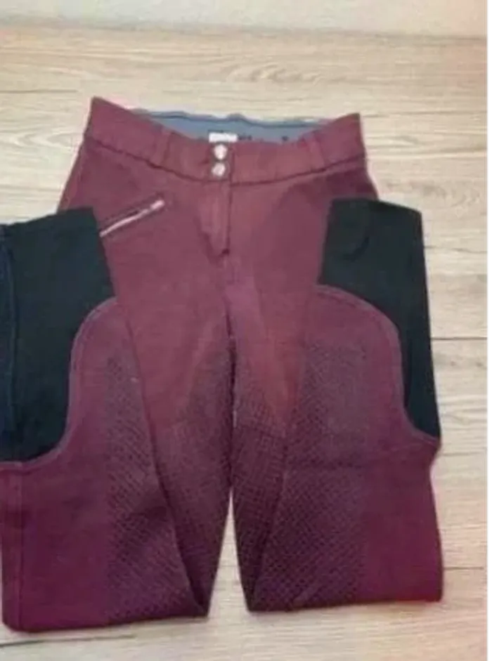 Pantalon  d’Équitation  Équilibre Full grip /  Kraemer  Taille  36,  Bordeau, Très  Bon  État - photo numéro 2