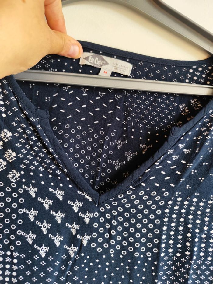 Blouse bleu marine à petits motifs blancs taille XL Lee Cooper - photo numéro 3
