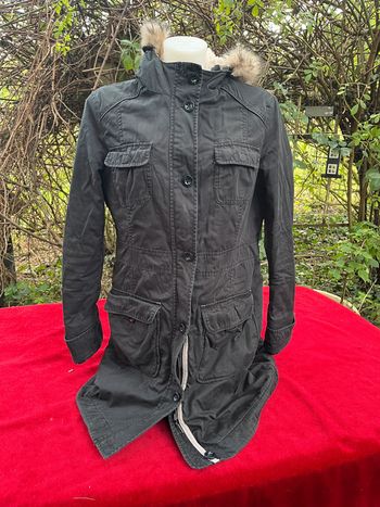Veste longue Esprit Femme T.44 – Style Parka Hiver noir – look vintage