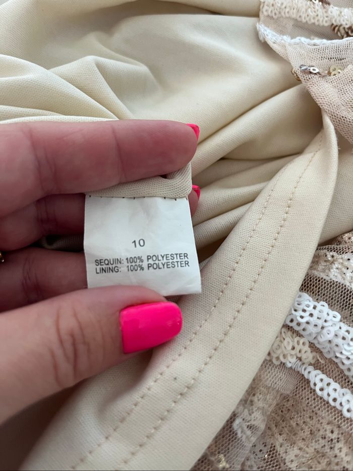 Robe de soirée TFNC London beige sequins - photo numéro 10