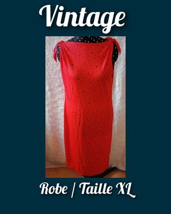Robe d'été nœuds rouge noir Taille XL Vintage