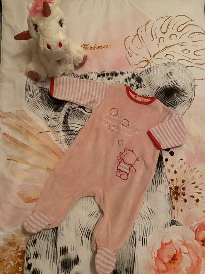 Pyjama velours, taille 3 mois, marque In Extenso.