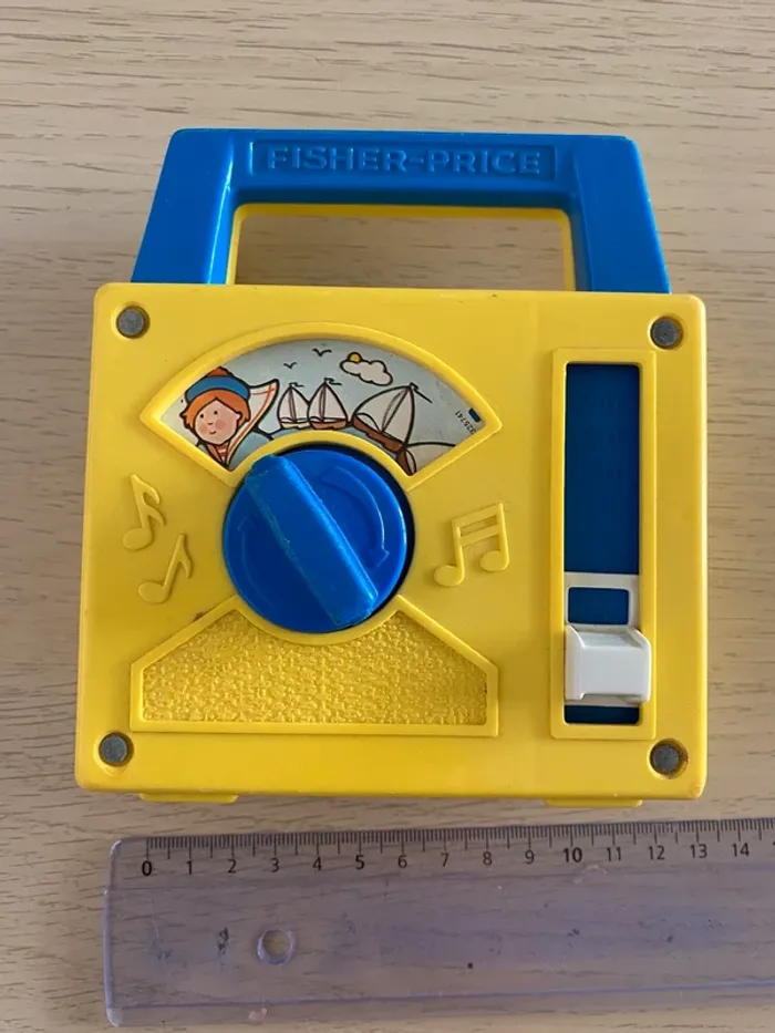 Boote musique ficher price 1981 jaune il était un petit navire box music vintage - photo numéro 4