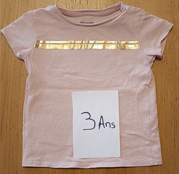 T-shirt rose rayures irisées Vertbaudet 3 ans fille