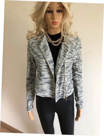 Veste légère bleue et blanche à zips Le Temps des Cerises taille M bon état (taille petit)