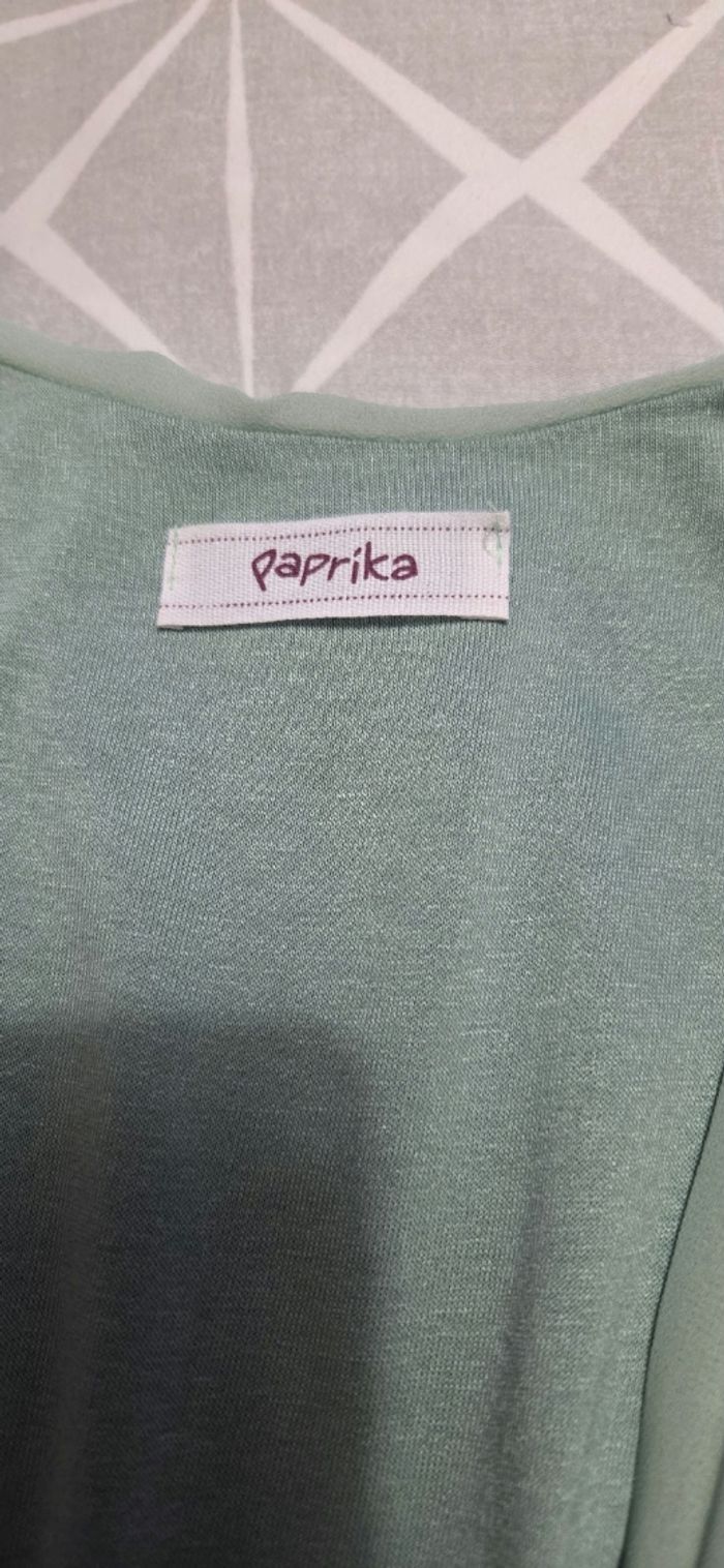 Robe longue plissée vert amande T.42/44 Paprika - photo numéro 3