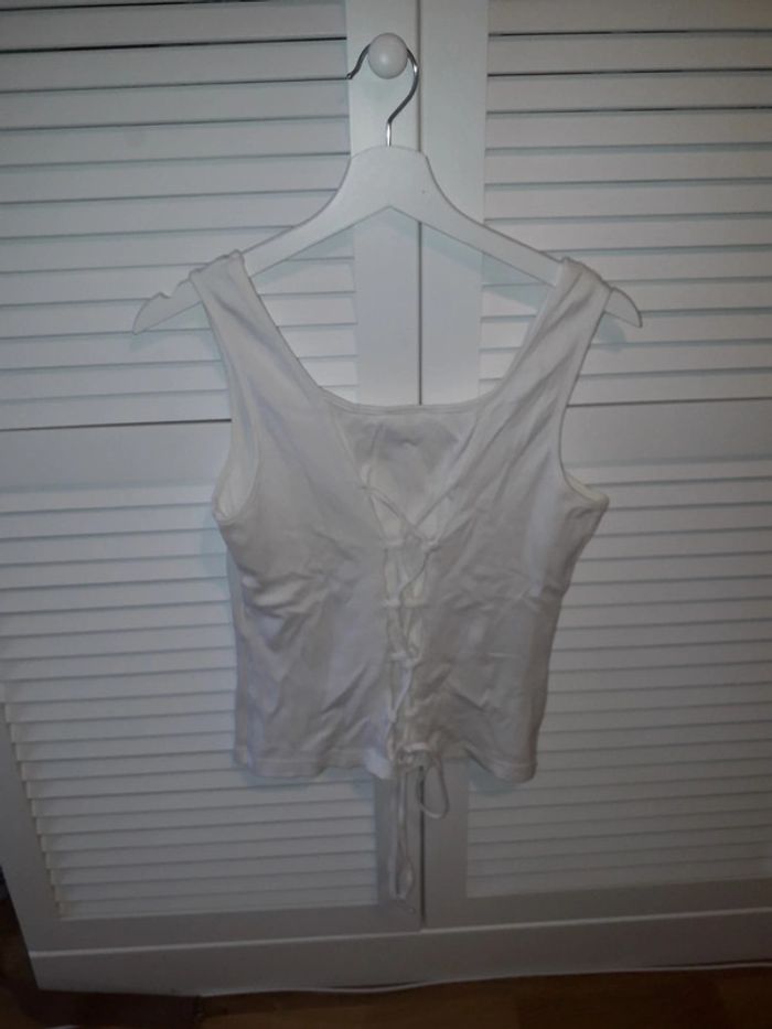 Camaieu débardeur blanc lassage au dos taille 3 = 40 - photo numéro 4