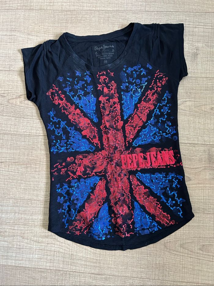 Teeshirt noir avec sequins Pepe Jeans taille XS bon état - photo numéro 7