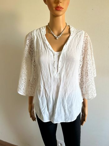 Blouse blanche avec dentelle Morgan taille 36 excellent état