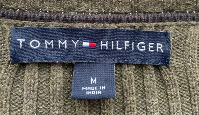 Tommy Hilfiger ribbed crewneck pullover khaki green Mens M - photo numéro 4