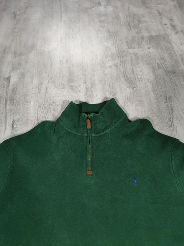 Pull Half Zip 1/4 Zip Col Camionneur Ralph Lauren Vert Logo Brodé Violet Taille 2XL Homme - photo numéro 4