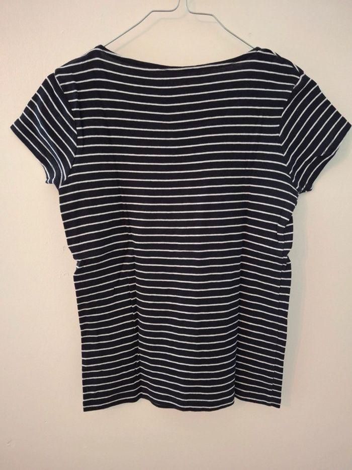 T-shirt manches courtes rayé in extenso marine et blanc XS - photo numéro 2