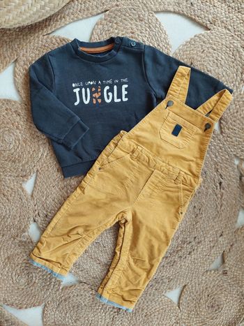 Ensemble salopette velours Obaïbi et pull Kiabi garçon 18 mois