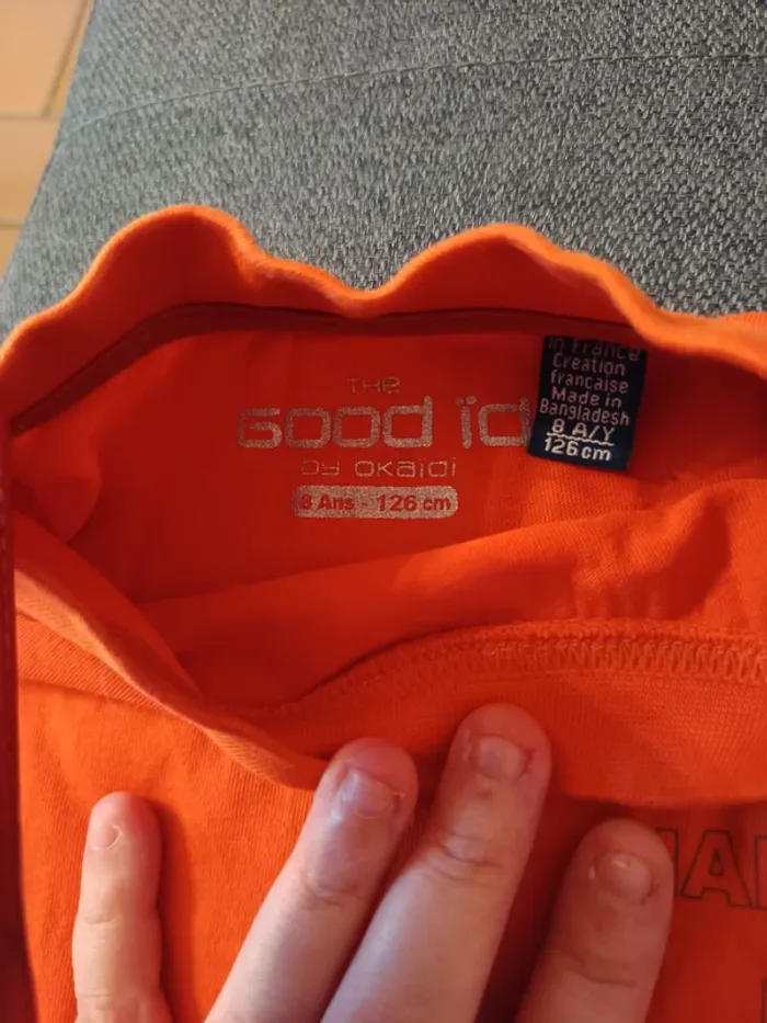 T shirt manche longue orange taille 8 ans - photo numéro 4