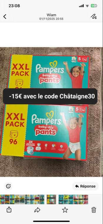 2 carton de couches Pampers taille 5