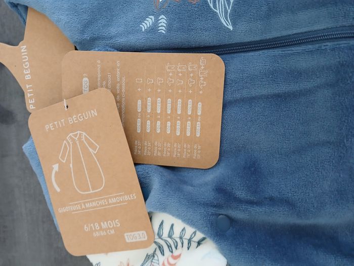 turbulette gigoteuse garcon en velours petit beguin 6/18mois 68/86cm - photo numéro 9