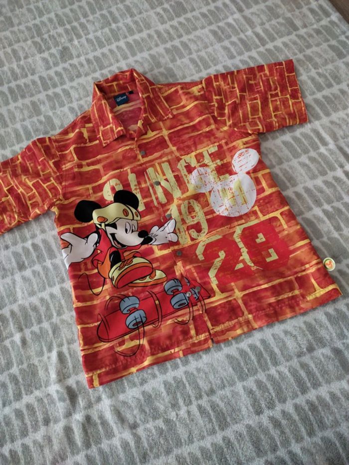 Chemise manches courtes à pression orange Mickey Disney 10 ans - photo numéro 2