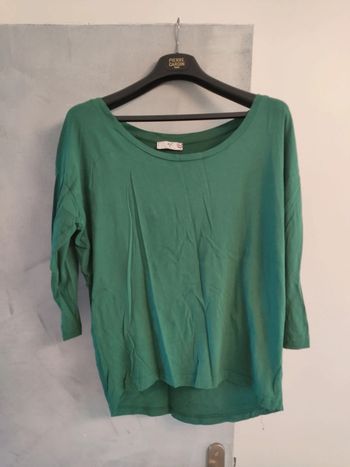 T shirt manche longue coton vert