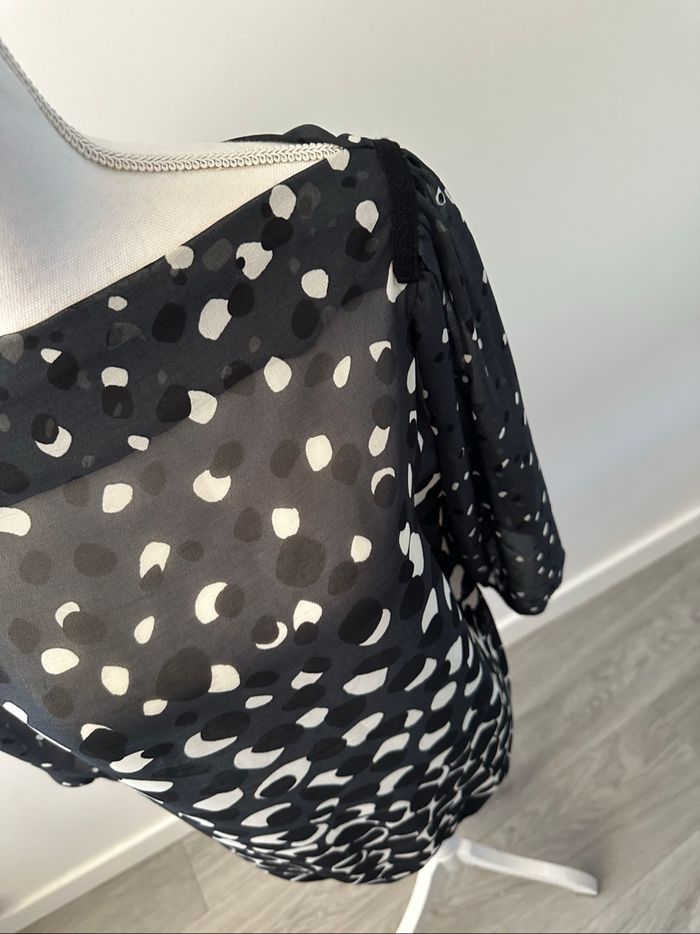 Blouse bariolée grise noire et blanche Y2K T38 M - photo numéro 3