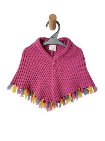 Ensemble pull rose-violet + châle assorti - bébé fille 3 mois