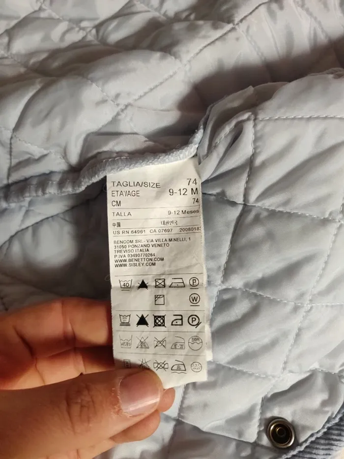 Veste matelassée Benetton Baby bleue ciel taille 9/12 mois - photo numéro 6
