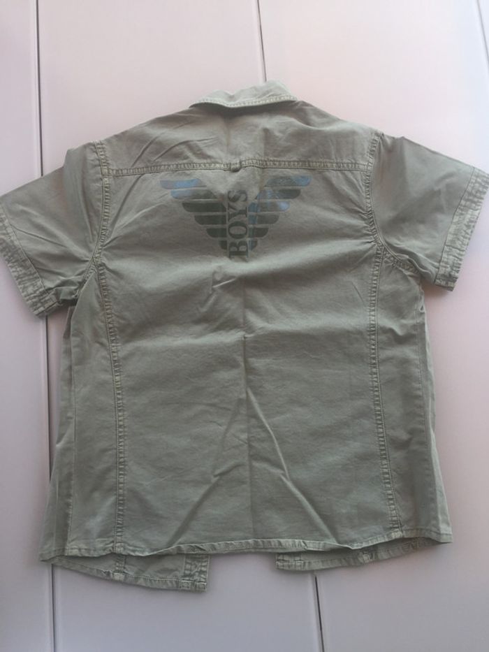 chemise en jean kaki à manches courtes garçon 12 ans - photo numéro 5