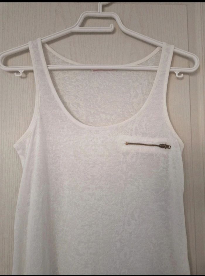 Débardeur blanc en transparence femme camaïeu taille S/36 - photo numéro 2