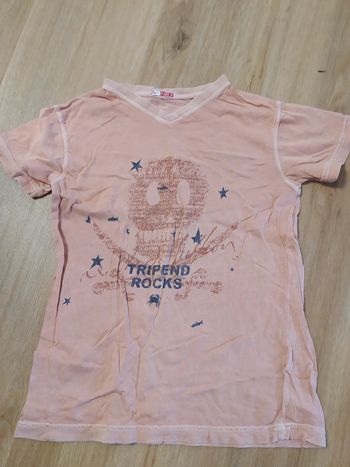 T-shirt 8 ans DPAM orange tête de mort