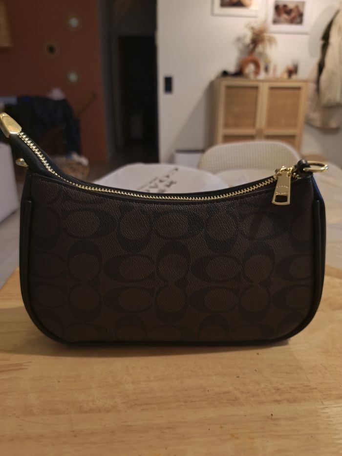 Sac Coach Signature Marron Noir Neuf – Bandoulière Cuir & Logo Doré - photo numéro 2