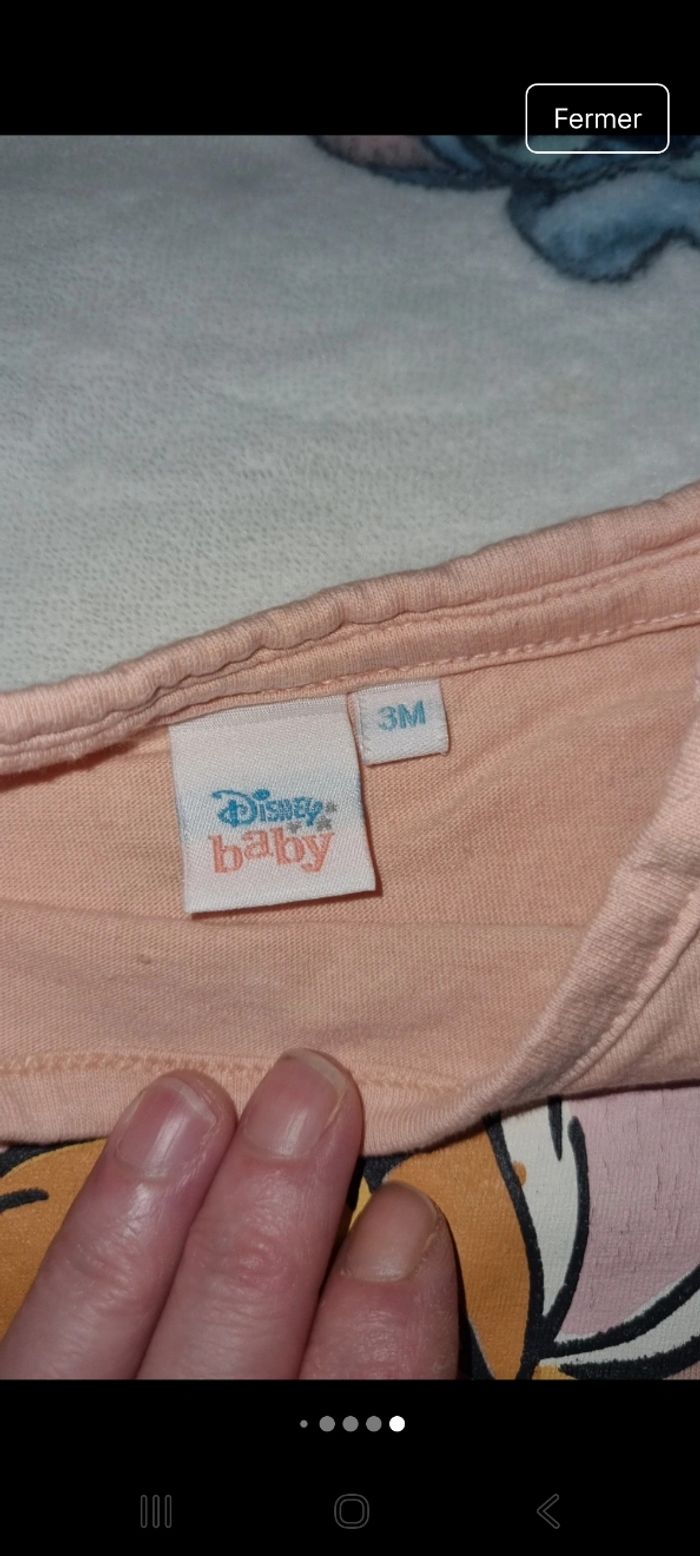 Tee-shirt manche longue bambi 3 mois en bon état - photo numéro 9