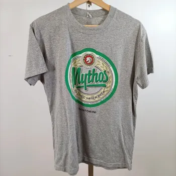 T-shirt gris Mythos Santorini bière grecque casual 100% coton L A1509
