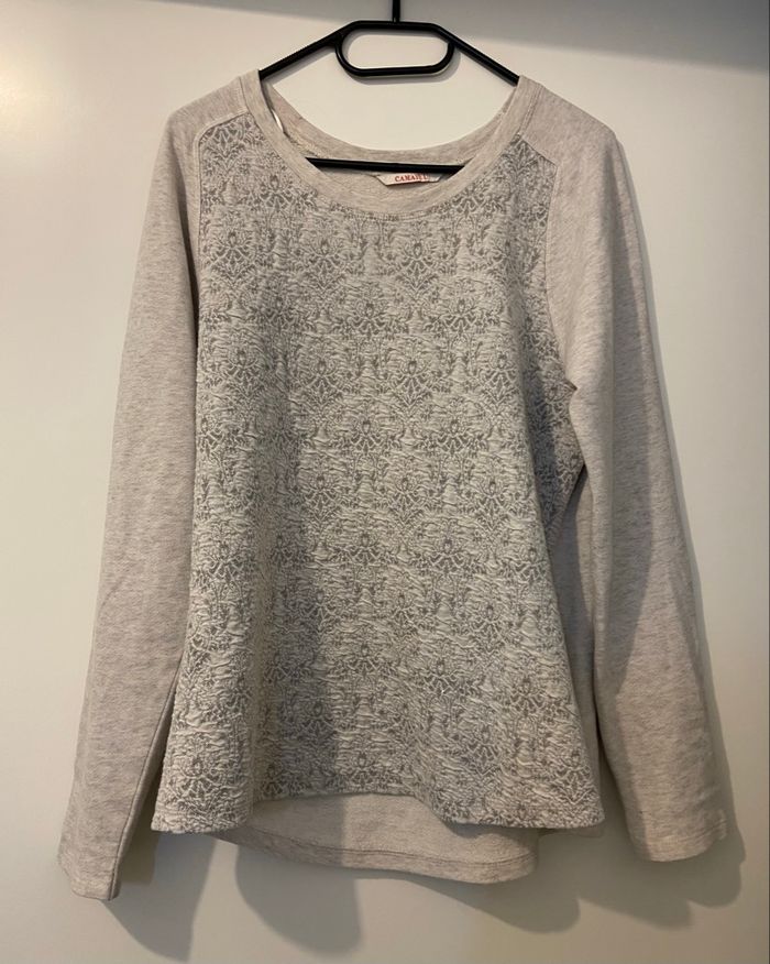 Sweat gris à motifs - photo numéro 3