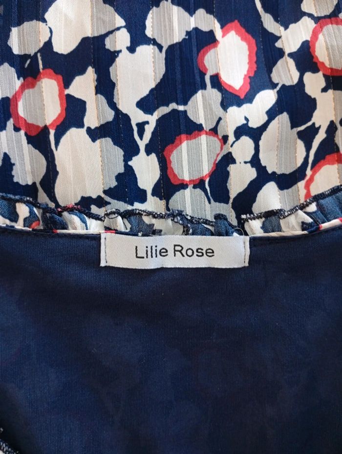 Lilie Rose - Robe fluide taille S | bleue manches transparentes - printemps été automne - photo numéro 3