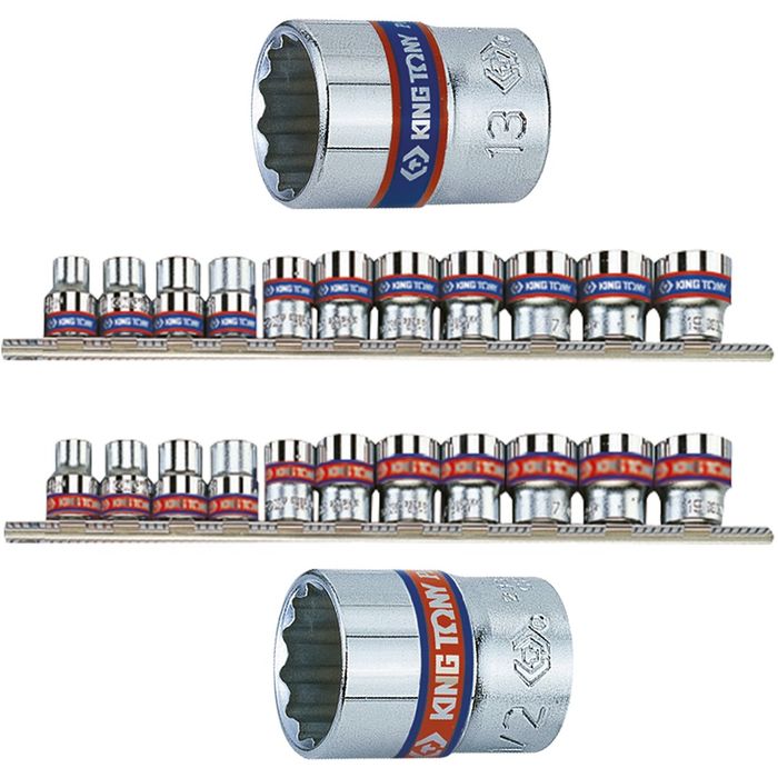 Jeu de 22 douilles 1/4 en 12 pans métrique et en pouces - King tony serie 2011