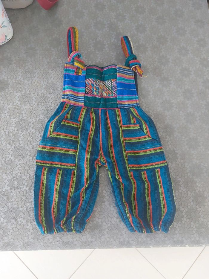Salopette bébé mexicaine multicolore bleu