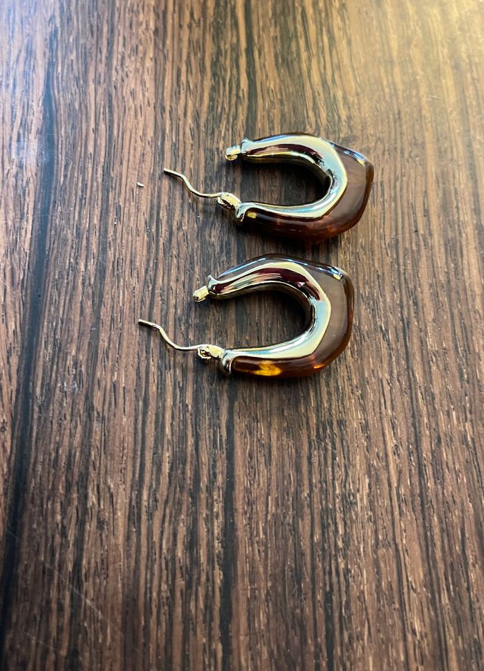 boucles d’oreilles ambre et doré - photo numéro 2