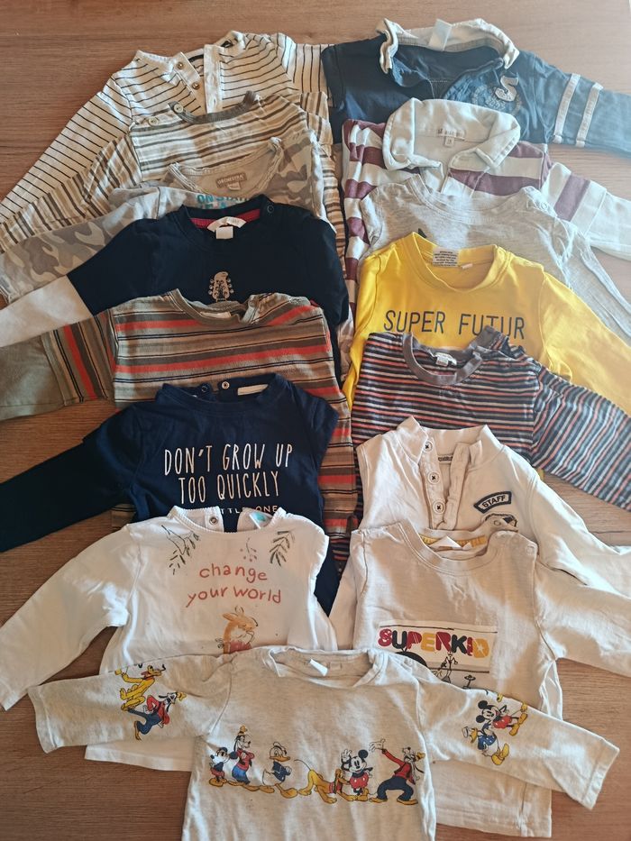 Lot teeshirt manches longues 18 mois