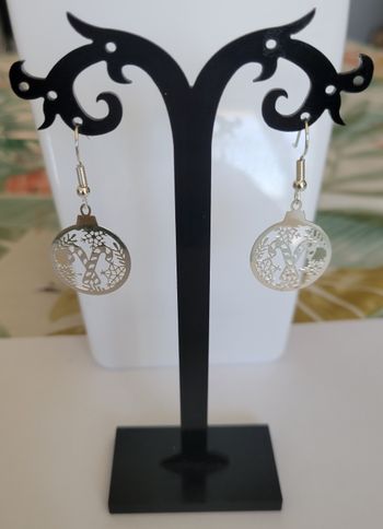 BOUCLES D'OREILLES BOULE DE NOEL SUCRE D'ORGE ! NEUF !