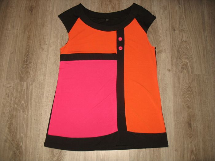 TEE SHIRT SM NOIR / ROSE ET ORANGE "TEX" - TAILLE 3 - n°10