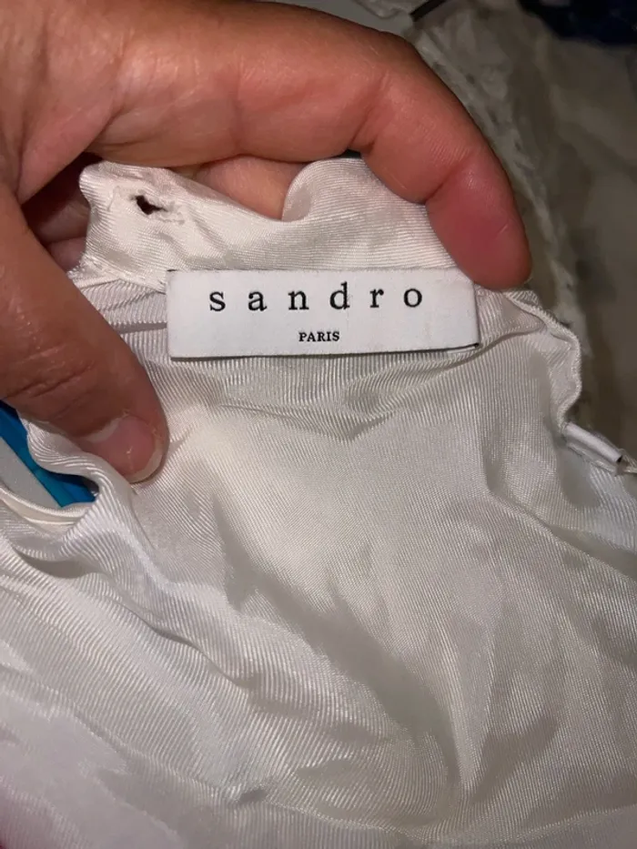 Blouse Sandro blanche avec dentelle Taille 38 - photo numéro 8