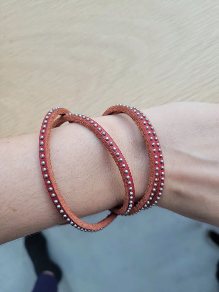 Long collier ou bracelet cuire clou discret - photo numéro 2