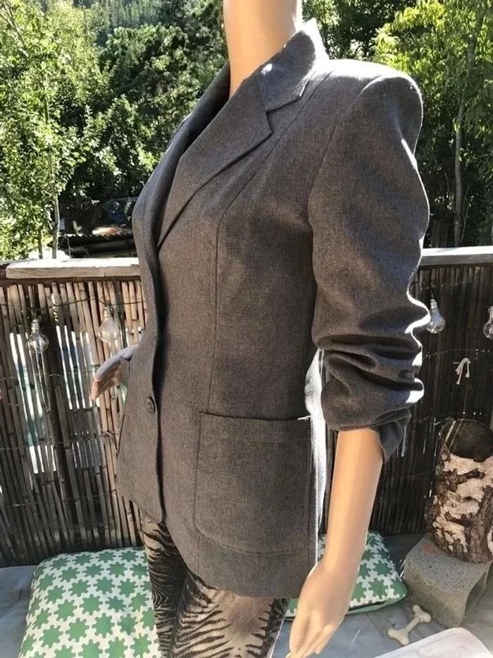 Blazer épaulettes, simple 3 boutons gris chiné - photo numéro 5